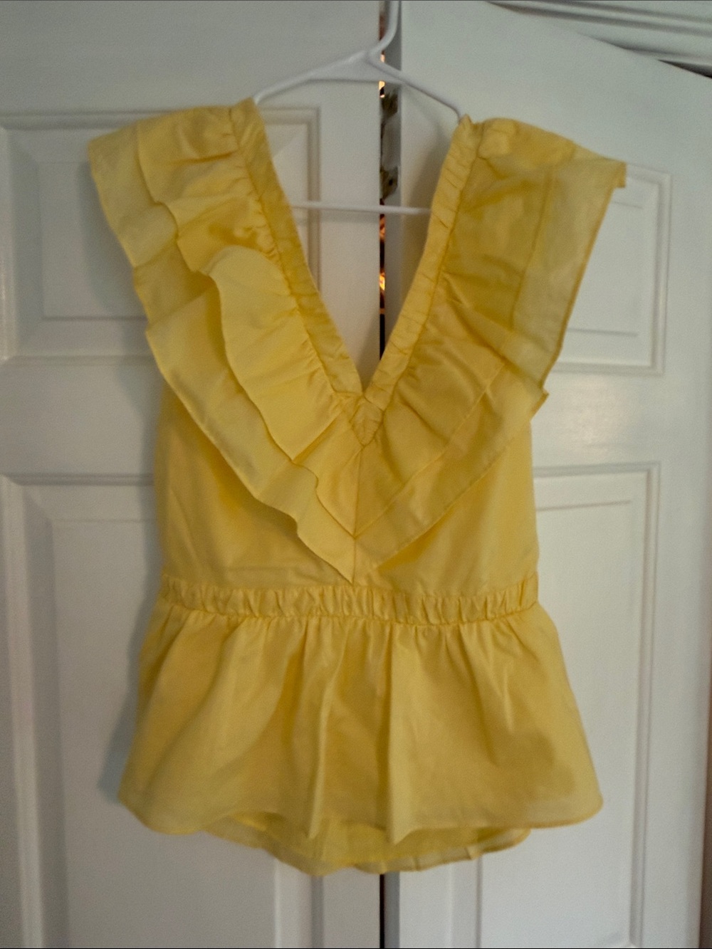 Express Yellow Ruffle V-Neck Peplum Camisole